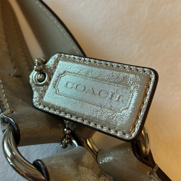 COACH F15075 Soho Leather Flap Buckle Hobo Bag Champagne Sparkle - Picture 5 of 8